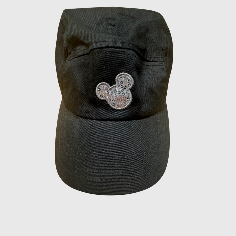 Disney Parks Mickey Mouse Sequin Baseball Cap Black Adjustable Hat Sparkle
